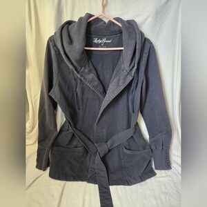 Lucky Brand Women's Black Belted Hoodie Jacket